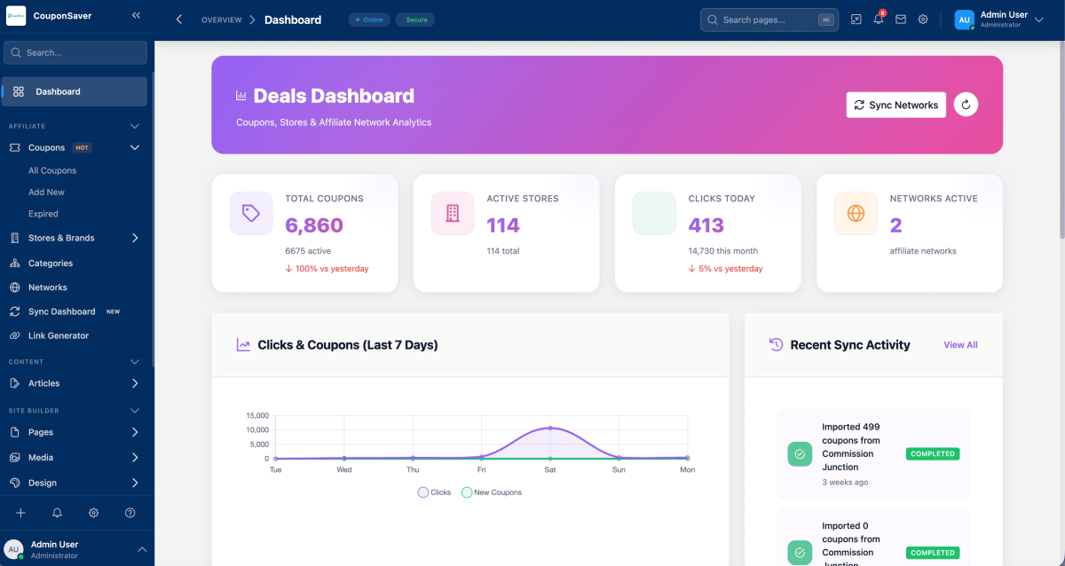 Admin Dashboard Screenshot